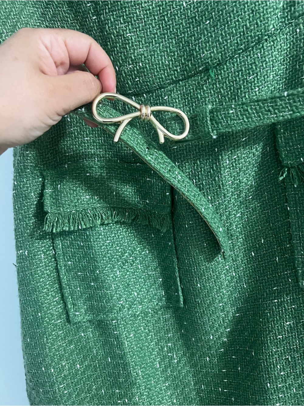 Tahari Green Tweed Mini Dress with Belt 8P - Picture 2 of 5